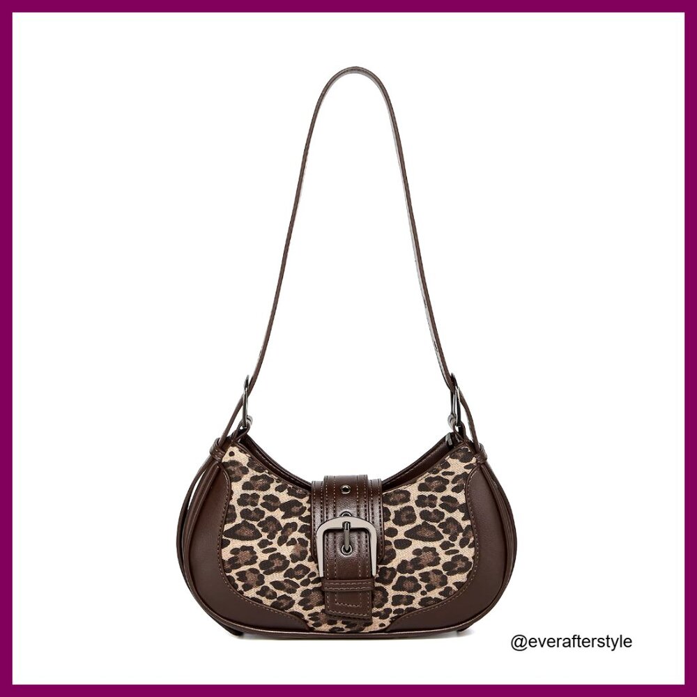 Y2K Vegan Leather Shoulder Bag Mini Hobo Clutch Adjustable Strap Chic